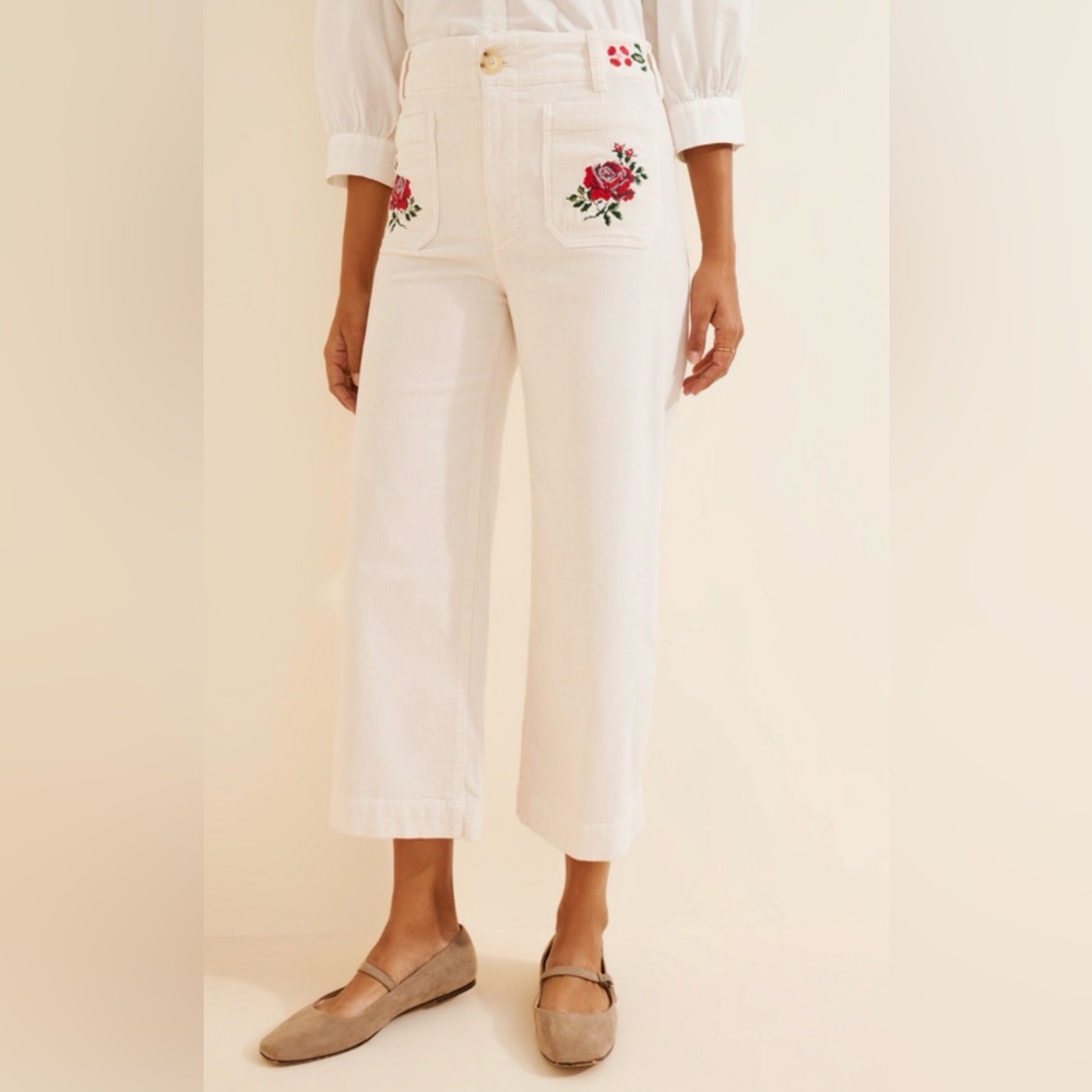 Trisha Fix x Nuuly Reworked Embroidered Colette Corduroy Pants, Sz 25